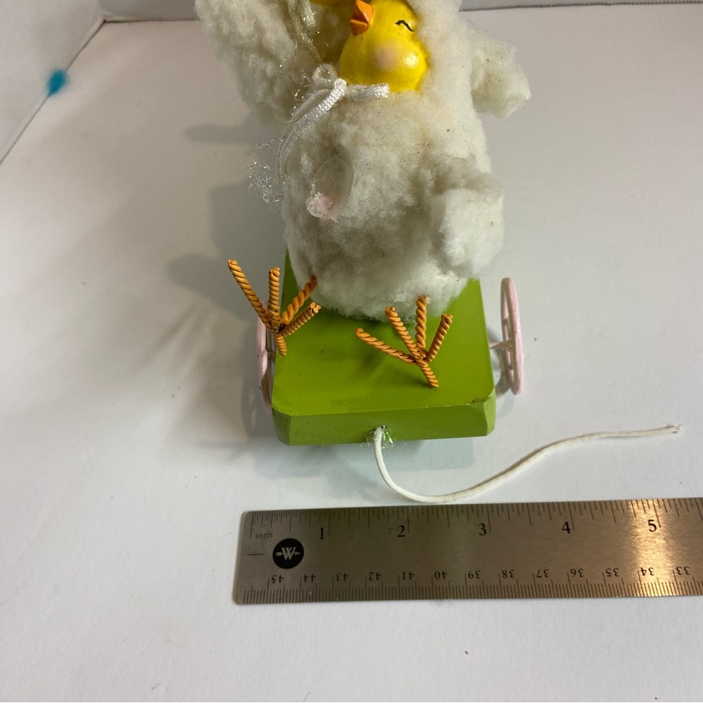 Adorable Easter Chick Trio on Green Cart - Picture 5 of 7